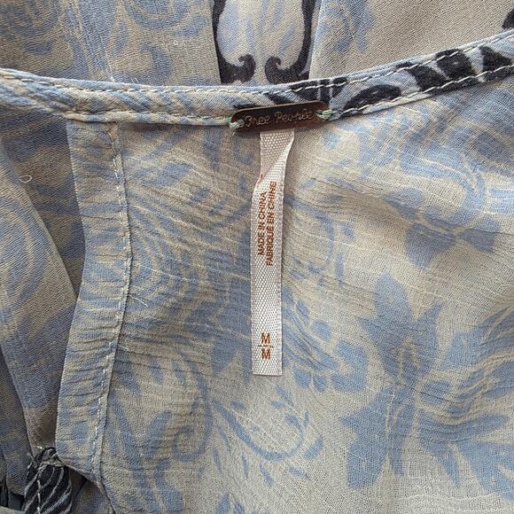 Free‎ People Women Cold Shoulder Penny Lover Chiffon Print Mini Dress SZ M Ivory - Picture 5 of 6